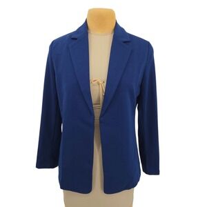 Elleven Blazer Women Size L Blue Open Front Stretch Professional Business Casual